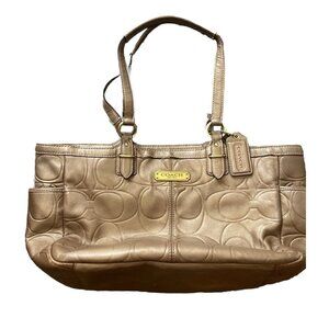 Vintage Coach Gallery Embossed Leather Women’s Tote F20742 Brass Copper Brown